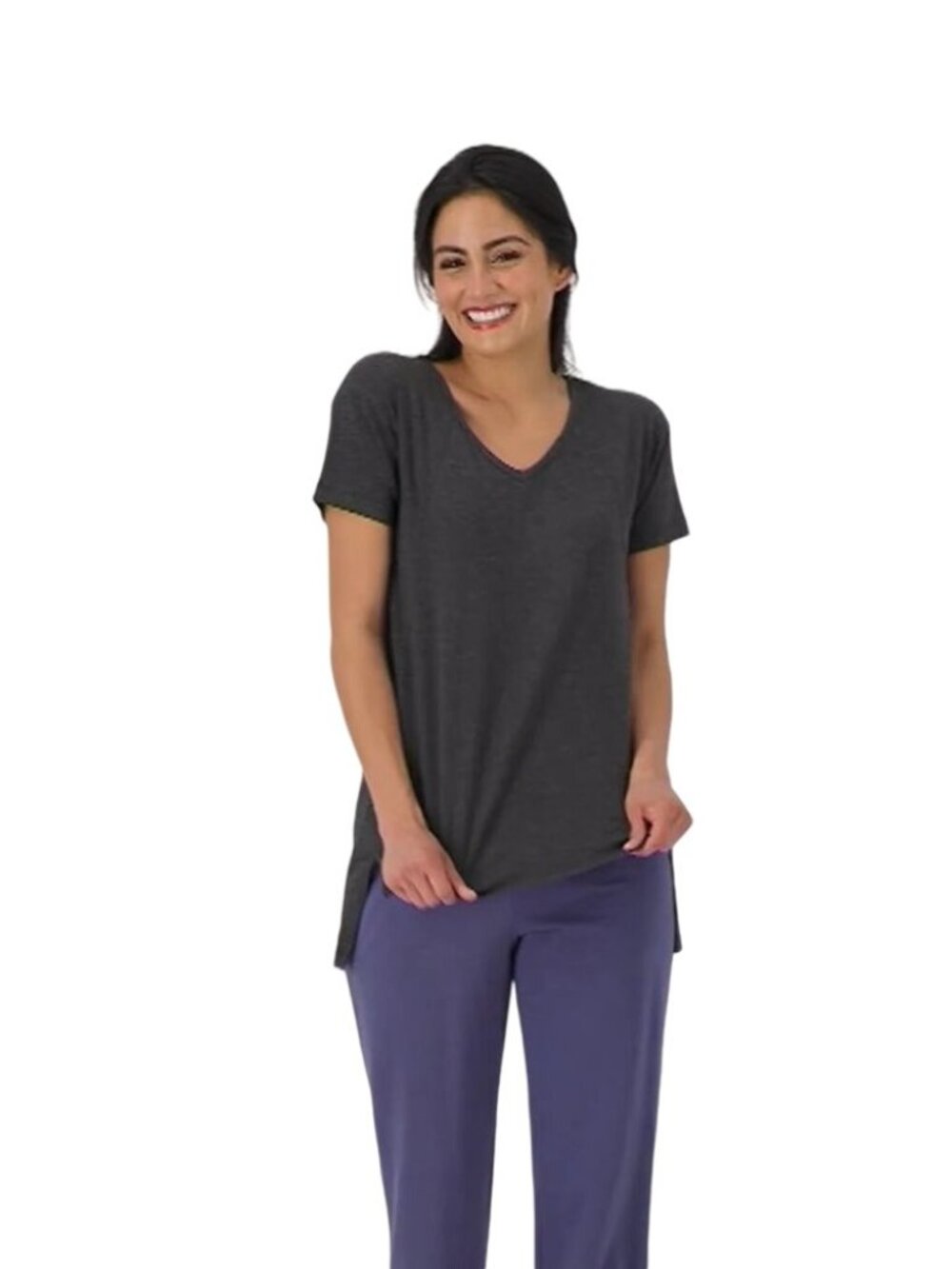 Koolaburra by UGG Tunic 1X Jersey Short Sleeve Black Heather Cotton Blend NEW
